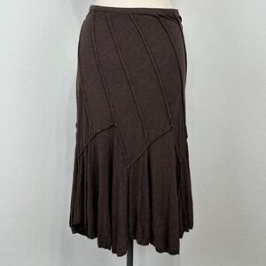 Women Boho Hippie Festival Skirt Small Fairy Ren Faire Peasant Asymmetric Brown